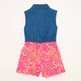 Brand New Bluezoo Pink Animal Print Mock Shirt Playsuit - Girls 6yrs