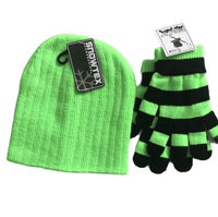 Brand New Neon Striped Hat and Gloves Set Unisex - 3 Colours available - Younger Girls / Boys