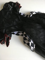 Harlequin Clown Girls Black and White Jester Fancy Dress Costume - Girls 9-10yrs
