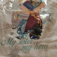 Brand New Disney Frozen My Sister My Hero Anna & Elsa Official White T-Shirt - Girls