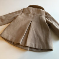 Monsoon Baby Girls Light Brown Winter Coat with Gold Lining and Bow - Girls 6-12m