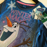 Brand New Disney Frozen Official Olaf Snowman Winter Magic L/S Blue Girls Top - Girls 8yrs