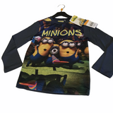 Brand New Minions Official Boys Grey L/S Stretch Polyester Top - Boys 4yrs