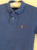 Ralph Lauren Polo Boys Blue S/S Polo Shirt with Orange Chest Motif - Boys 6-7yrs