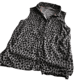 H&M Grey Leopard Print Sleeveless Blouse Top - Girls 13-14yrs