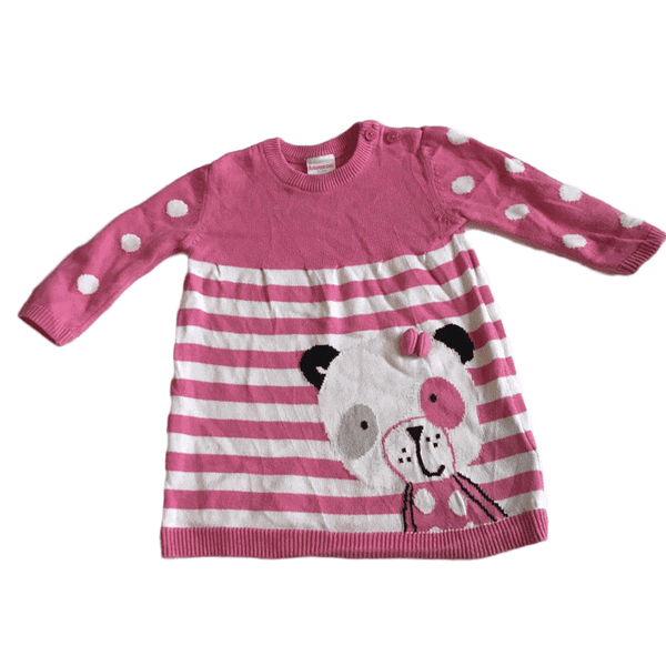 Bluezoo Baby Pink and White Striped and Spots Jumper Dress with
