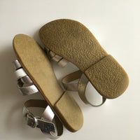 Next Silver & White Leather Girls Sandals - UK 11 EUR 29