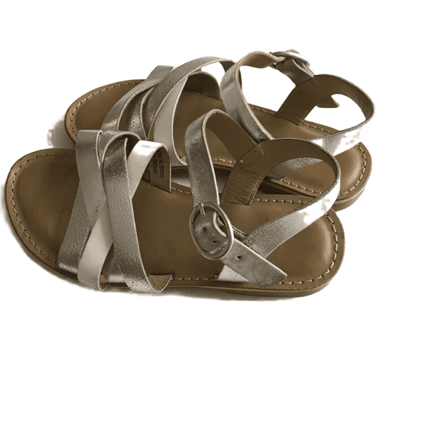 Next Silver & White Leather Girls Sandals 