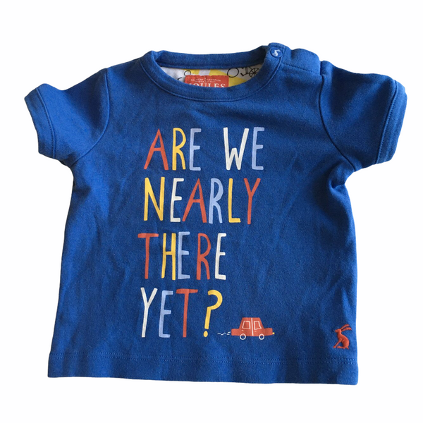 Joules Are We Nearly There Yet? Boys Blue Car S/S T-Shirt - Boys 3-6m