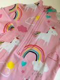 F&F Girls Pink Unicorn and Rainbow All in One Swimsuit Shorts Costume - Girls 12-18m