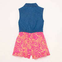 Brand New Bluezoo Pink Animal Print Mock Shirt Playsuit - Girls 5yrs