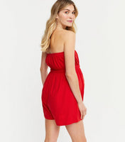 Brand New New Look Maternity Red Sleeveless Bandeau Playsuit - Size Maternity S UK 8-10